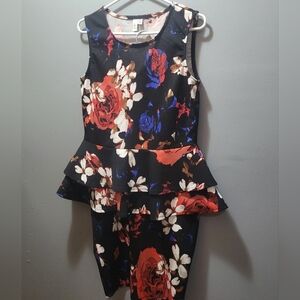 Jules & Leopold Black with Red and Blue Floral Skirt Suit